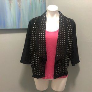 Rock & Republic Studded Blazer Jacket Open Front Black